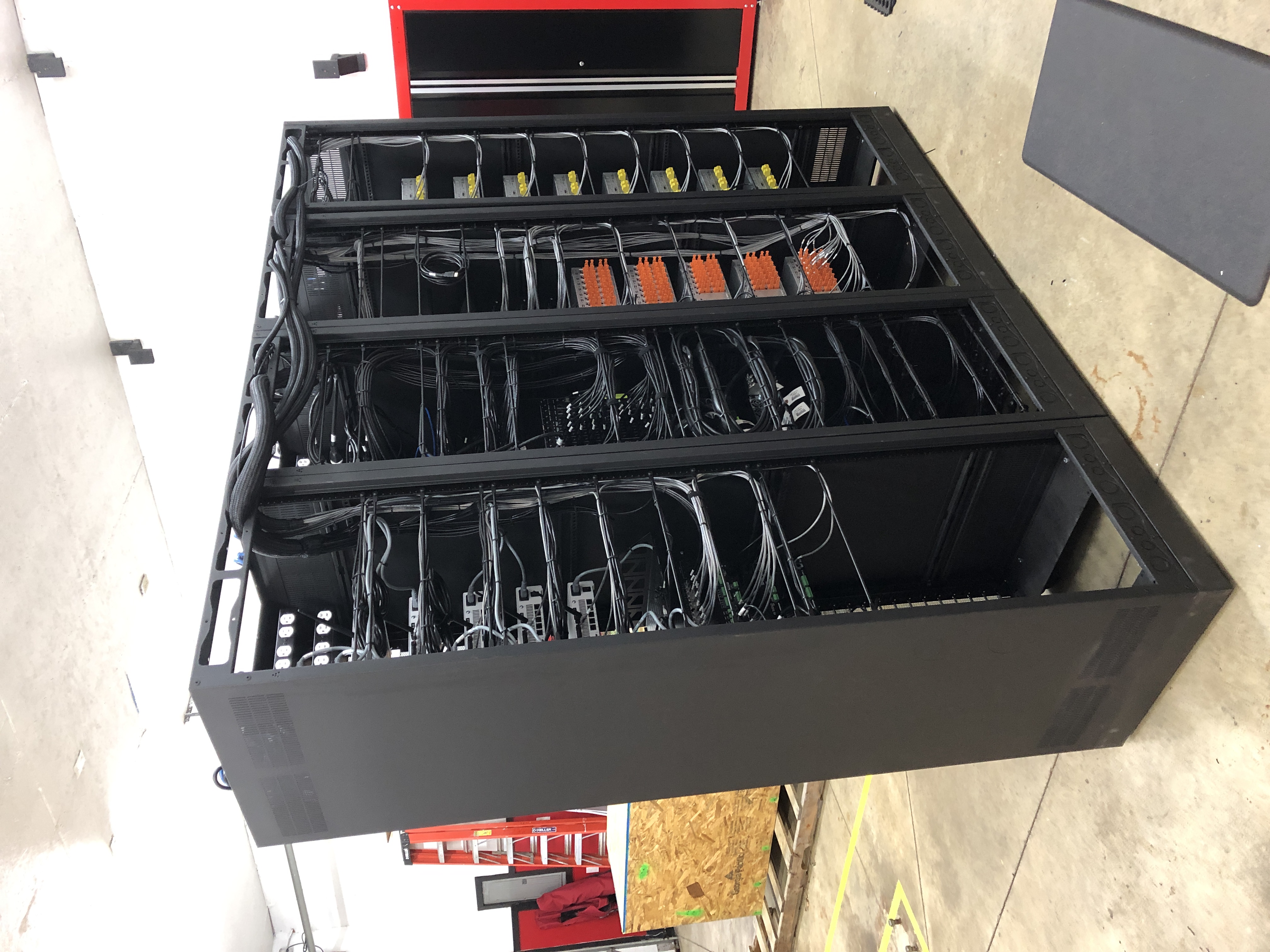 lined up completed racks