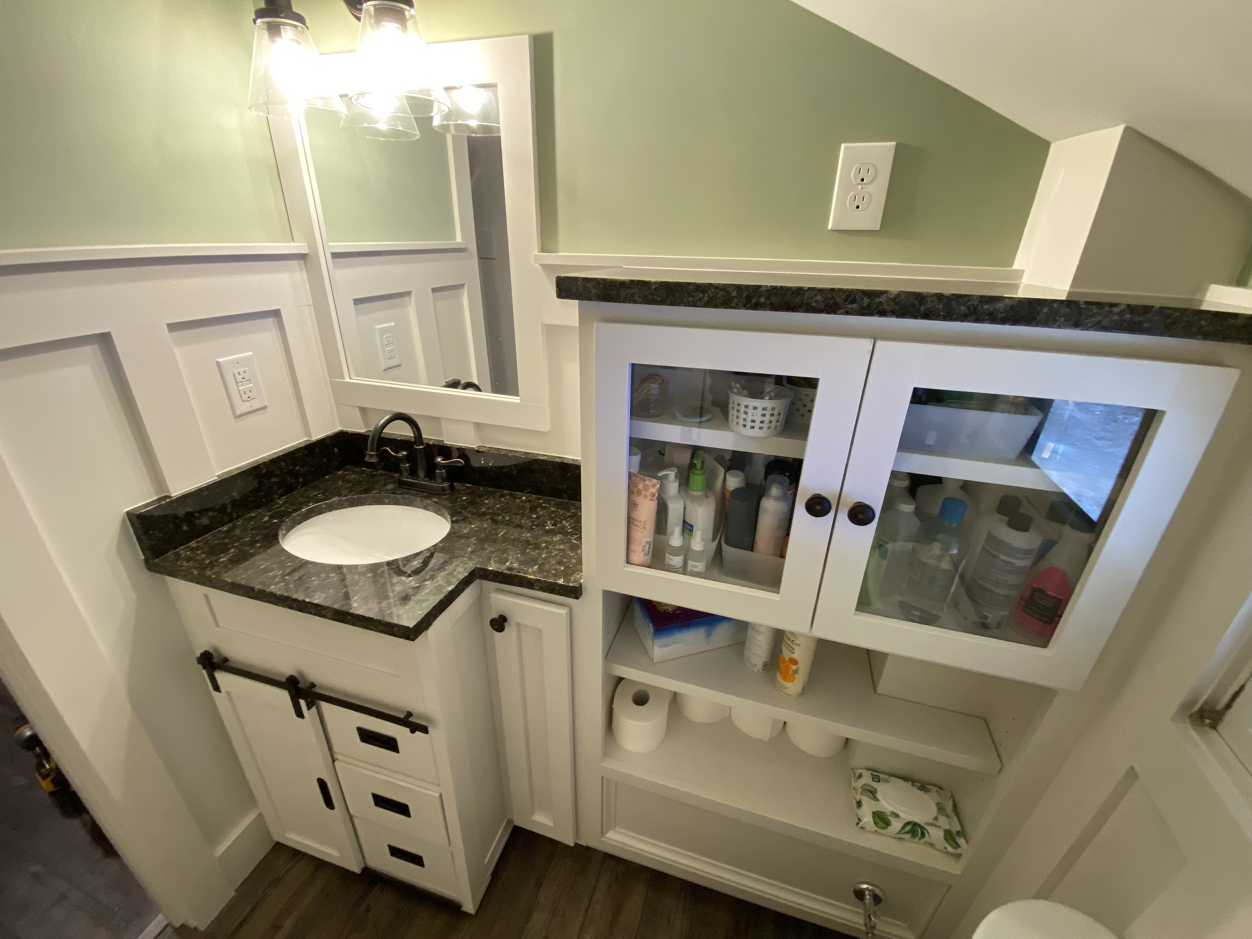 bathroom cabinets and countertops install