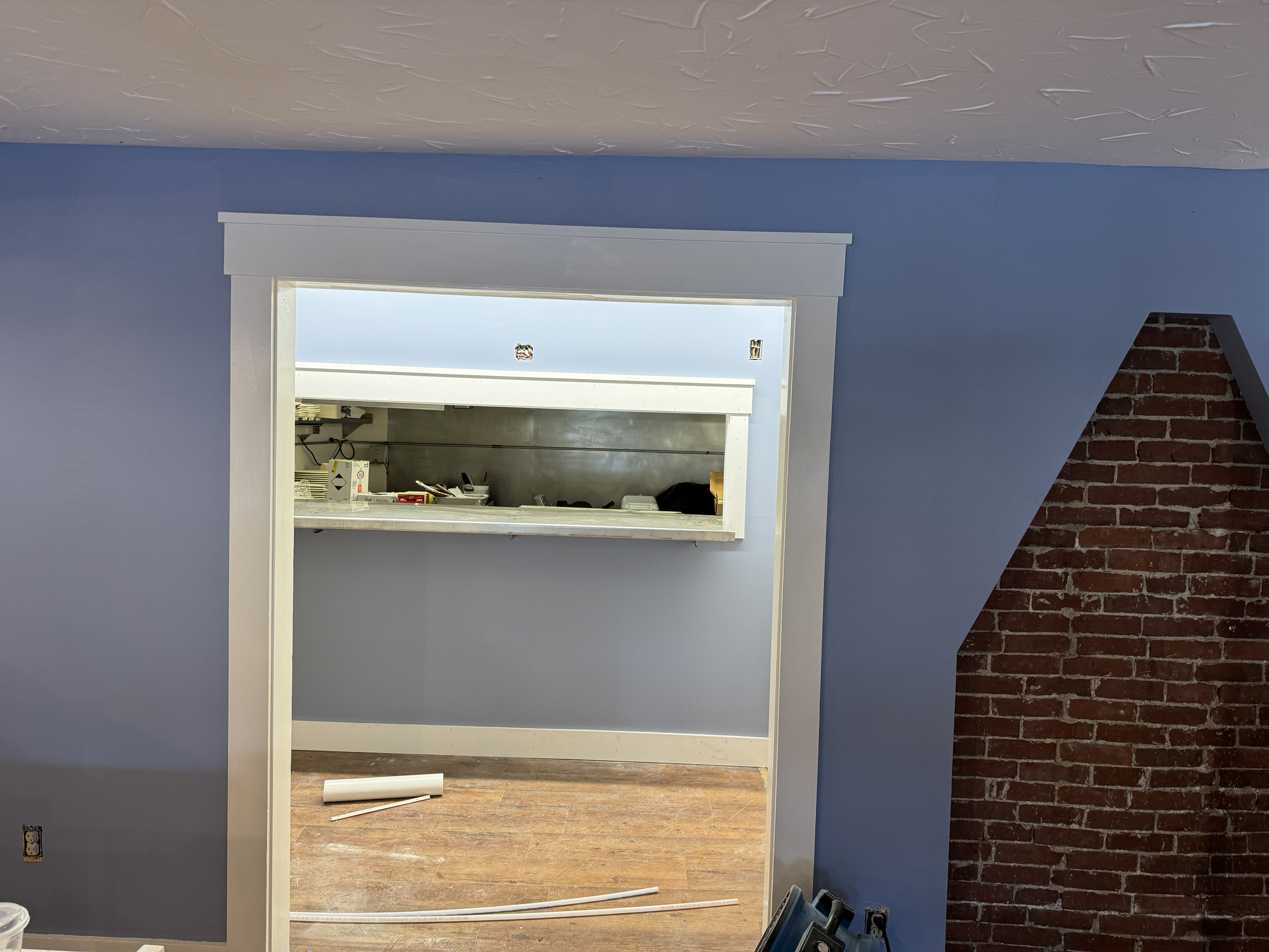 new wall and kitchen serving window